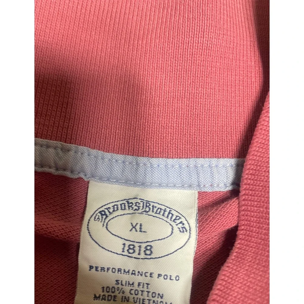 Brooks Brothers 1818 Performance‎ Polo Shirt Mens XL Slim Fit Pink Cotton Pique